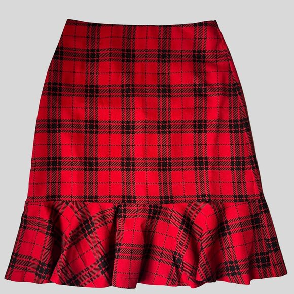 Moon Red Plaid Flounce Hem Skirt – Size Small - Picture 1 of 7